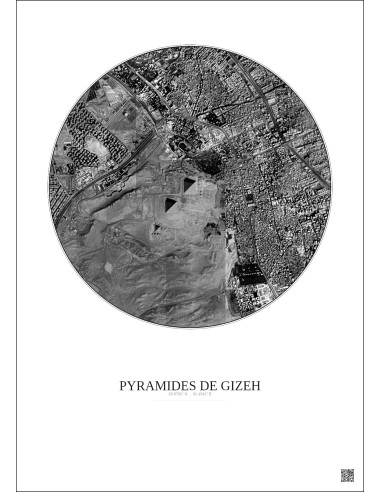 Pyramides De Gizeh Satellite View Poster 2.5km B&W | Gravura – Light background