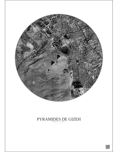 Pyramides De Gizeh Satellite View Poster 2.5km B&W | Gravura – Light background