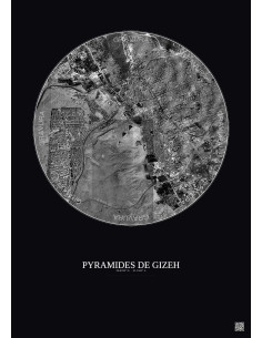 Pyramides De Gizeh Satellite View Poster 5km B&W | Gravura – Dark background