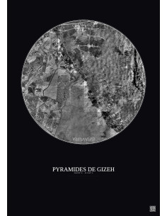 Pyramides De Gizeh Satellite View Poster 10km B&W | Gravura – Dark background