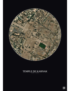 Temple De Karnak Satellite View Poster 0.5km Color | Gravura – Dark background