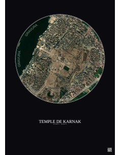Temple De Karnak Satellite View Poster 1km Color | Gravura – Dark background