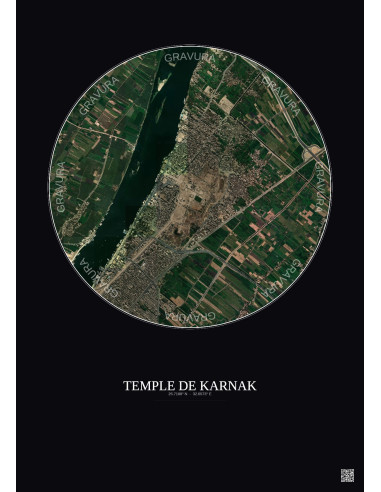 Temple De Karnak Satellite View Poster 2.5km Color | Gravura – Dark background