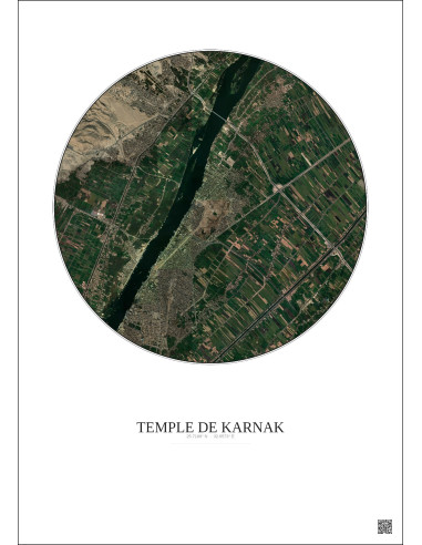 Temple De Karnak Satellite View Poster 5km Color | Gravura – Light background