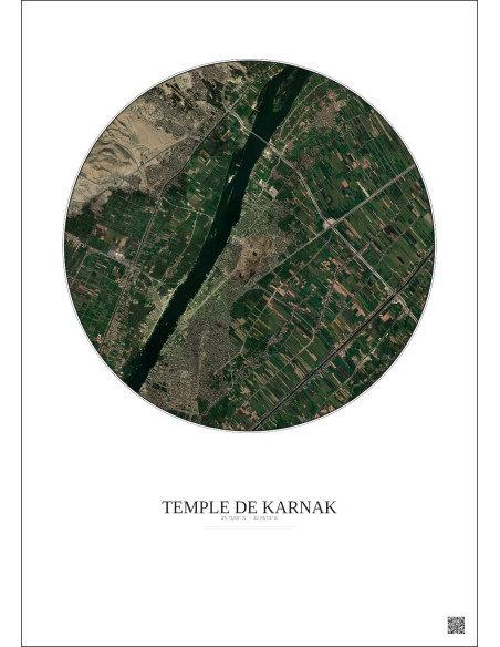 Temple De Karnak Satellite View Poster 5km Color | Gravura – Light background