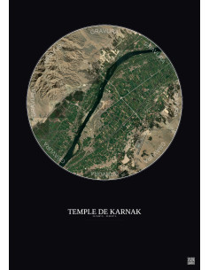 Temple De Karnak Satellite View Poster 10km Color | Gravura – Dark background