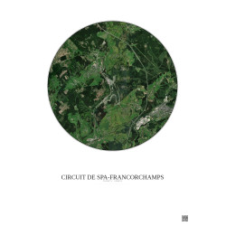 Affiche Circuit De Spa Francorchamps – Poster vue satellite 5km Couleur | Gravura – Fond clair