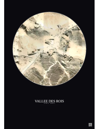 Affiche Vallee Des Rois – Poster vue satellite 0.1km Couleur | Gravura – Fond foncé