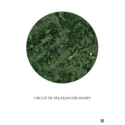Affiche Circuit De Spa Francorchamps – Poster vue satellite 10km Couleur | Gravura – Fond clair