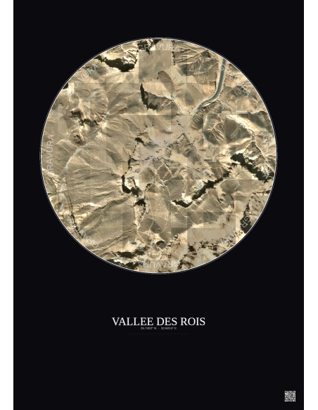 Affiche Vallee Des Rois – Poster vue satellite 0.5km Couleur | Gravura – Fond foncé