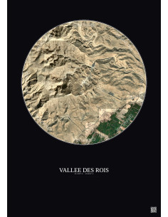 Affiche Vallee Des Rois – Poster vue satellite 2.5km Couleur | Gravura – Fond foncé