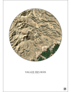 Affiche Vallee Des Rois – Poster vue satellite 2.5km Couleur | Gravura – Fond clair