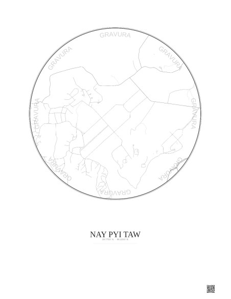 Affiche Nay Pyi Taw – Poster carte de ville 2.5km | Gravura – Fond clair