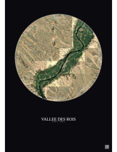 Affiche Vallee Des Rois – Poster vue satellite 30km Couleur | Gravura – Fond foncé