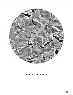 Affiche Vallee Des Rois – Poster vue satellite 0.5km N&B | Gravura – Fond clair