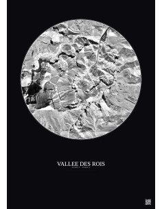 Affiche Vallee Des Rois – Poster vue satellite 1km N&B | Gravura – Fond foncé
