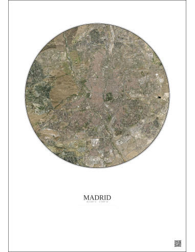 Affiche Madrid – Poster vue satellite 10km Couleur | Gravura – Fond clair