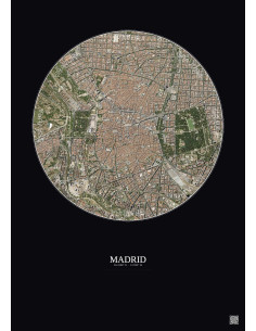Affiche Madrid – Poster vue satellite 2.5km Couleur | Gravura – Fond foncé
