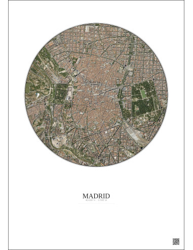 Affiche Madrid – Poster vue satellite 2.5km Couleur | Gravura – Fond clair