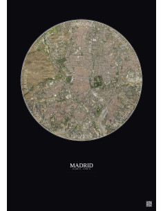 Affiche Madrid – Poster vue satellite 6km Couleur | Gravura – Fond foncé