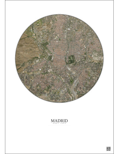 Affiche Madrid – Poster vue satellite 6km Couleur | Gravura – Fond clair