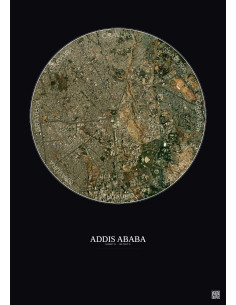 Affiche Addis Ababa – Poster vue satellite 2.5km Couleur | Gravura – Fond foncé