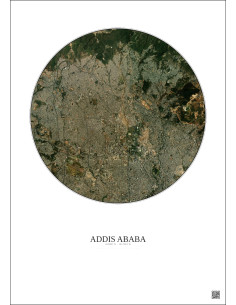 Affiche Addis Ababa – Poster vue satellite 6km Couleur | Gravura – Fond clair