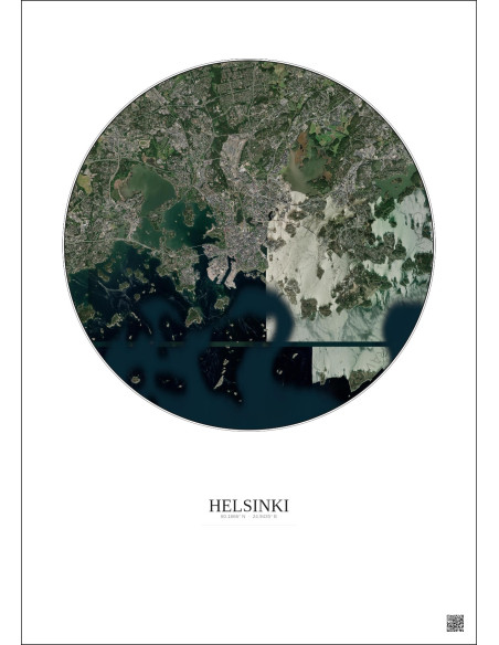 Affiche Helsinki – Poster vue satellite 10km Couleur | Gravura – Fond clair