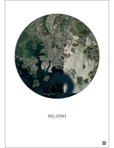 Helsinki Satellite View Poster 6km Color | Gravura – Light background