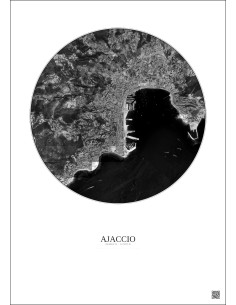 Ajaccio Satellite View Poster 2.5km B&W | Gravura – Light background