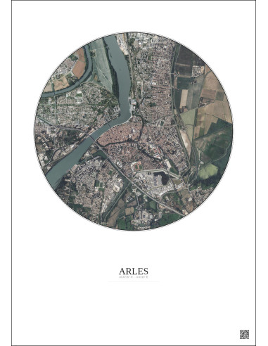 Affiche Arles – Poster vue satellite 2.5km Couleur | Gravura – Fond clair