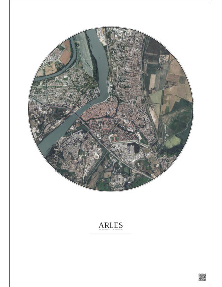 Affiche Arles – Poster vue satellite 2.5km Couleur | Gravura – Fond clair