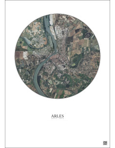 Arles Satellite View Poster 5km Color | Gravura – Light background