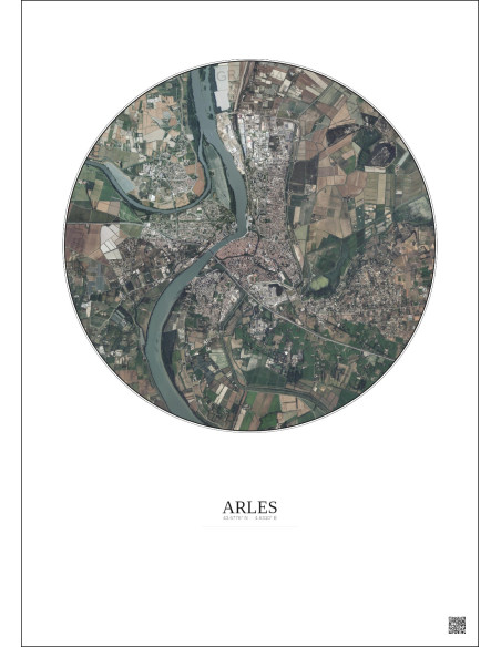 Affiche Arles – Poster vue satellite 5km Couleur | Gravura – Fond clair