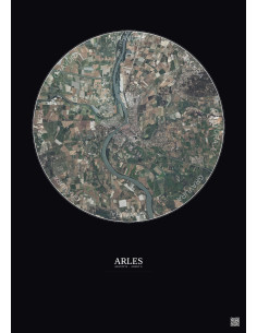 Arles Satellite View Poster 10km Color | Gravura – Dark background