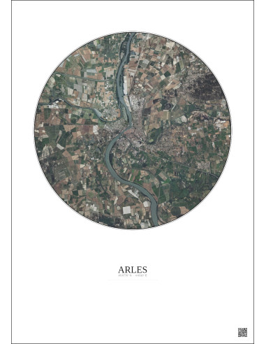 Affiche Arles – Poster vue satellite 10km Couleur | Gravura – Fond clair