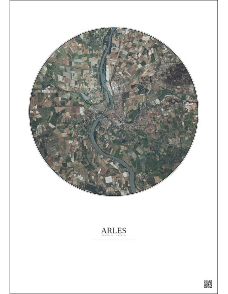 Affiche Arles – Poster vue satellite 10km Couleur | Gravura – Fond clair