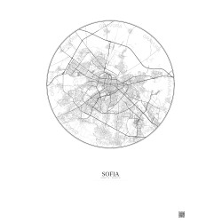 Affiche Sofia – Poster carte de ville 10km | Gravura – Fond clair