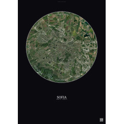 Affiche Sofia – Poster vue satellite 10km Couleur | Gravura – Fond foncé
