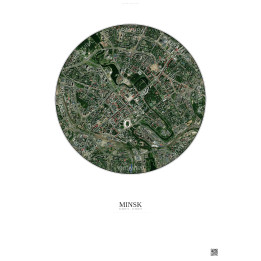 Affiche Minsk – Poster vue satellite 2.5km Couleur | Gravura – Fond clair