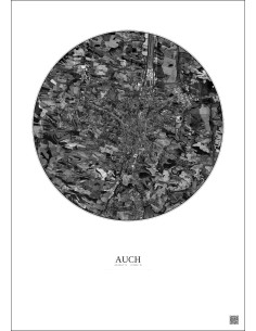 Auch Satellite View Poster 5km B&W | Gravura – Light background