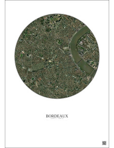 Affiche Bordeaux – Poster vue satellite 2.5km Couleur | Gravura – Fond clair