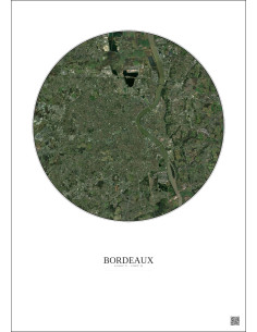 Affiche Bordeaux – Poster vue satellite 10km Couleur | Gravura – Fond clair