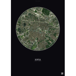 Affiche Sofia – Poster vue satellite 2.5km Couleur | Gravura – Fond foncé
