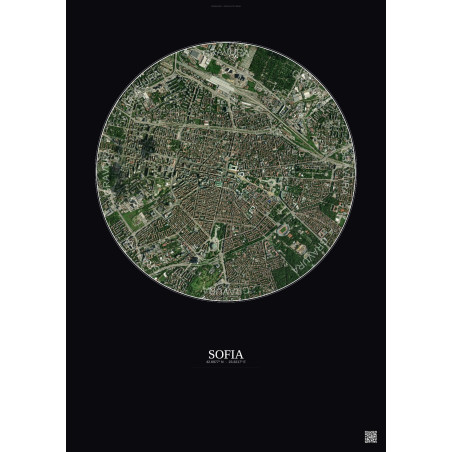 Affiche Sofia – Poster vue satellite 2.5km Couleur | Gravura – Fond foncé