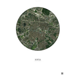 Affiche Sofia – Poster vue satellite 2.5km Couleur | Gravura – Fond clair