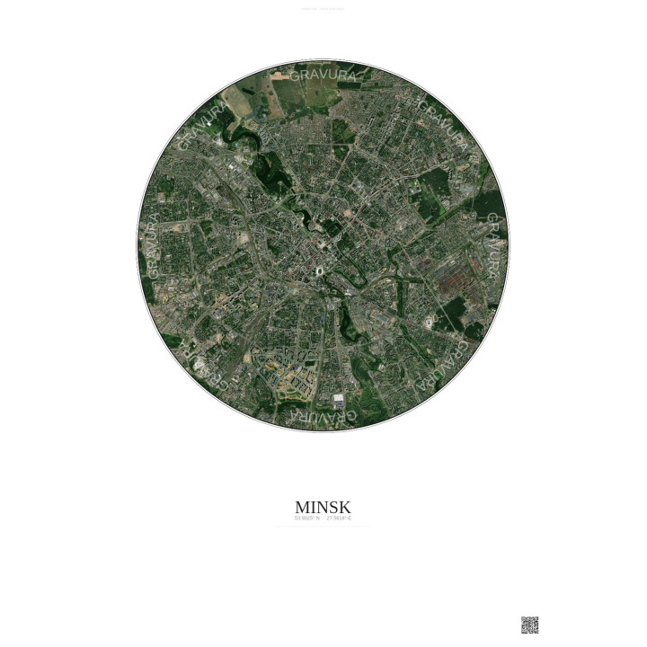 Affiche Minsk – Poster vue satellite 6km Couleur | Gravura – Fond clair