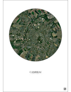 Affiche Cambrai – Poster vue satellite 2.5km Couleur | Gravura – Fond clair