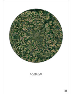 Affiche Cambrai – Poster vue satellite 10km Couleur | Gravura – Fond clair