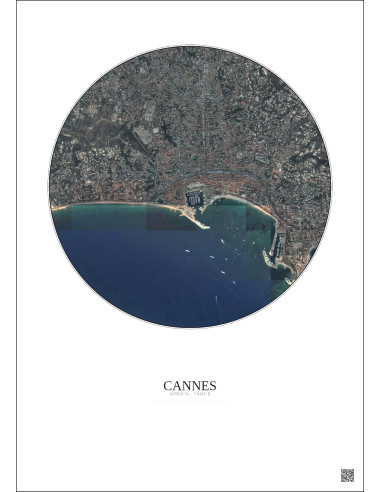 Affiche Cannes – Poster vue satellite 2.5km Couleur | Gravura – Fond clair